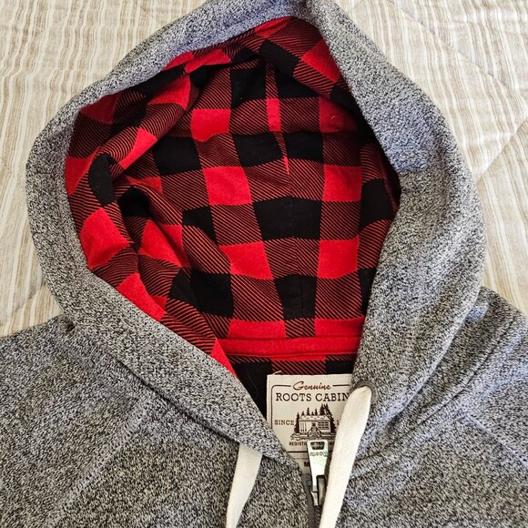 Roots Women’s Cabin Onesie Grey Oat Pepper Size M Zip Front Hooded Jumpsuit Cozy - Picture 13 of 16